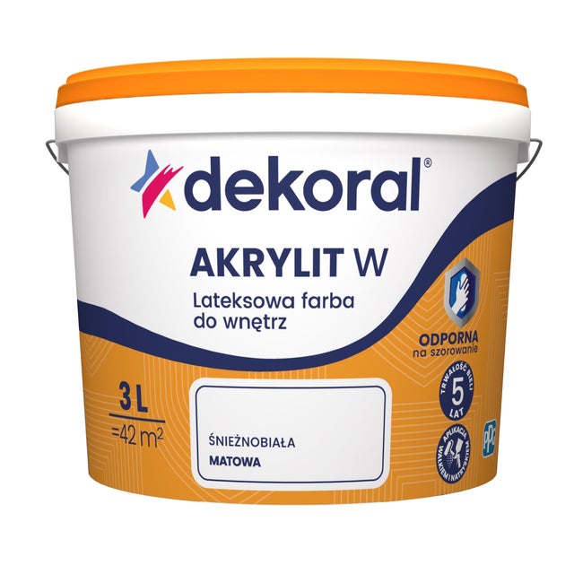 Farba Akrylit W biała 3L