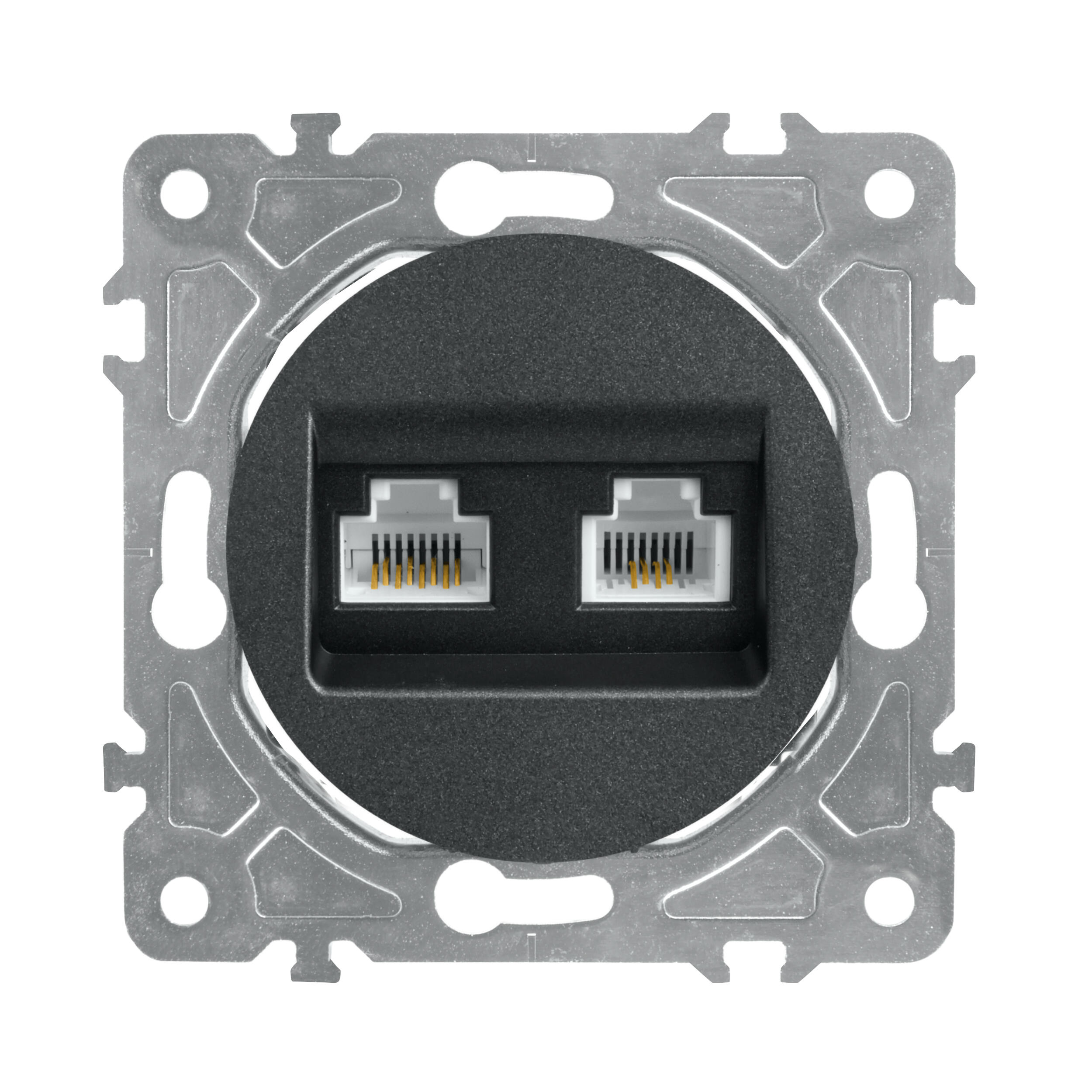 Oval czarny gniazdo komputerowe 1xRJ45 kat 5