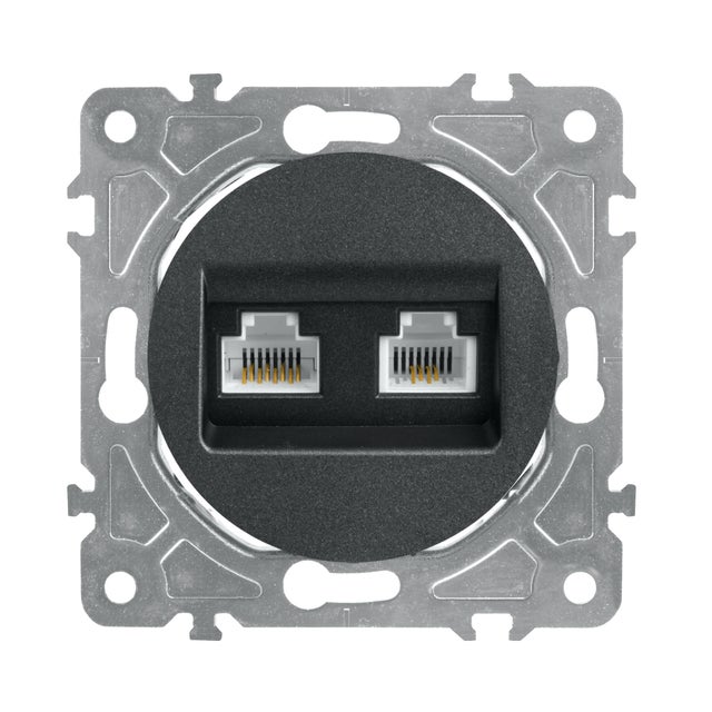Oval czarny gniazdo komputerowe 1xRJ45 kat 5