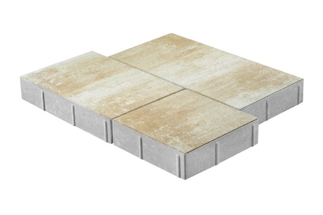 Kostka brukowa Milos, gr. 8 cm, wym. 30 x 45 x 60 x 30, stalowo-biała, 8,96 m2/pal Brukdom