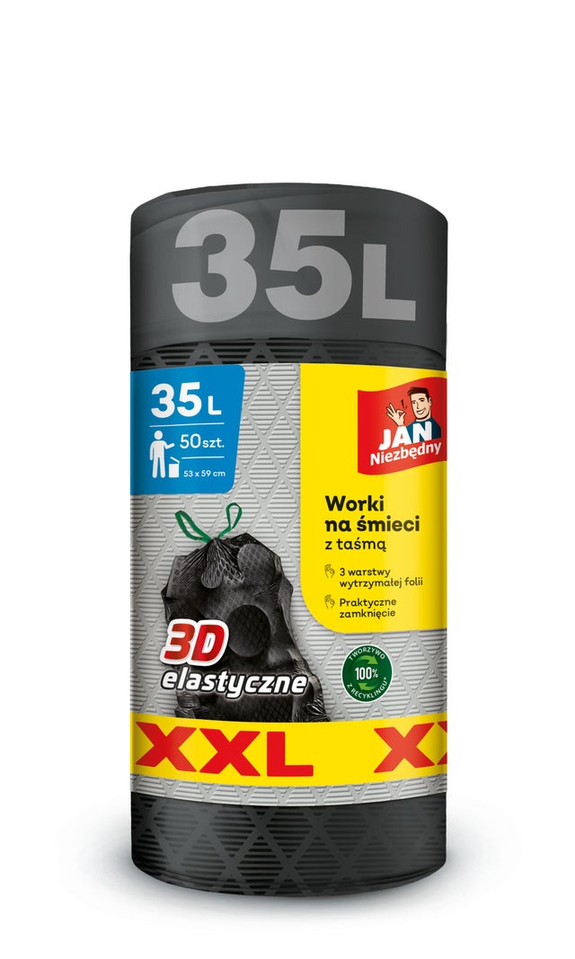 Jan Niezbędny Worki na śmieci z Taśmą XXL 35l 50szt