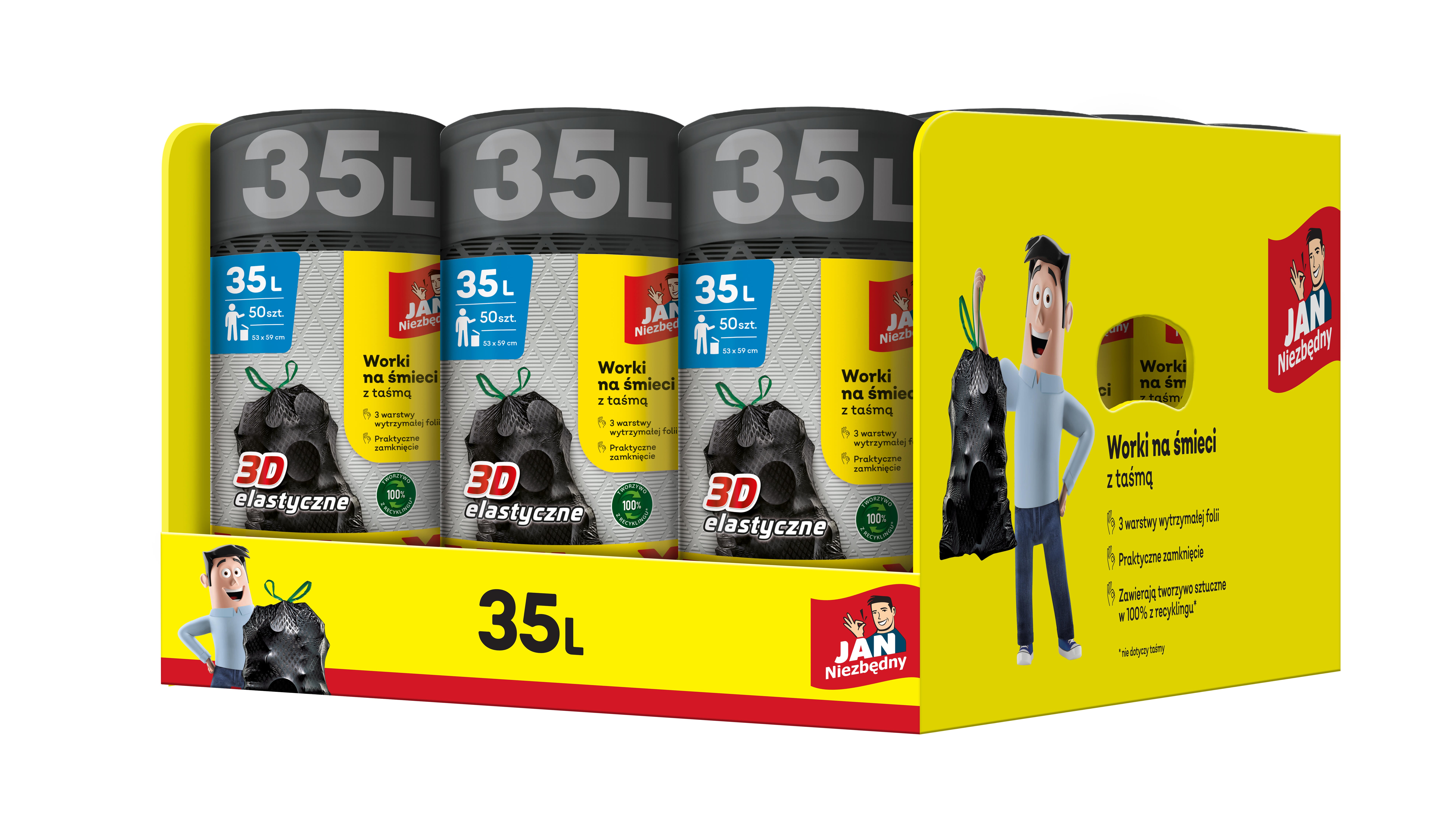 Jan Niezbędny Worki na śmieci z Taśmą XXL 35l 50szt - 2