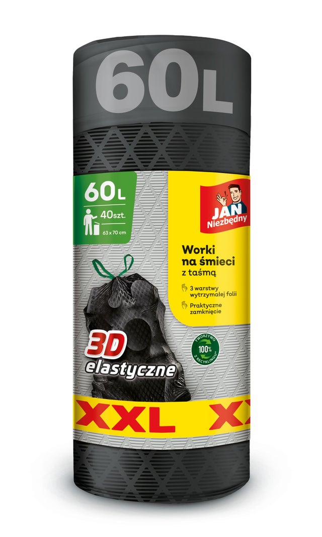 Jan Niezbędny Worki na śmieci z Taśmą XXL 60l 40szt