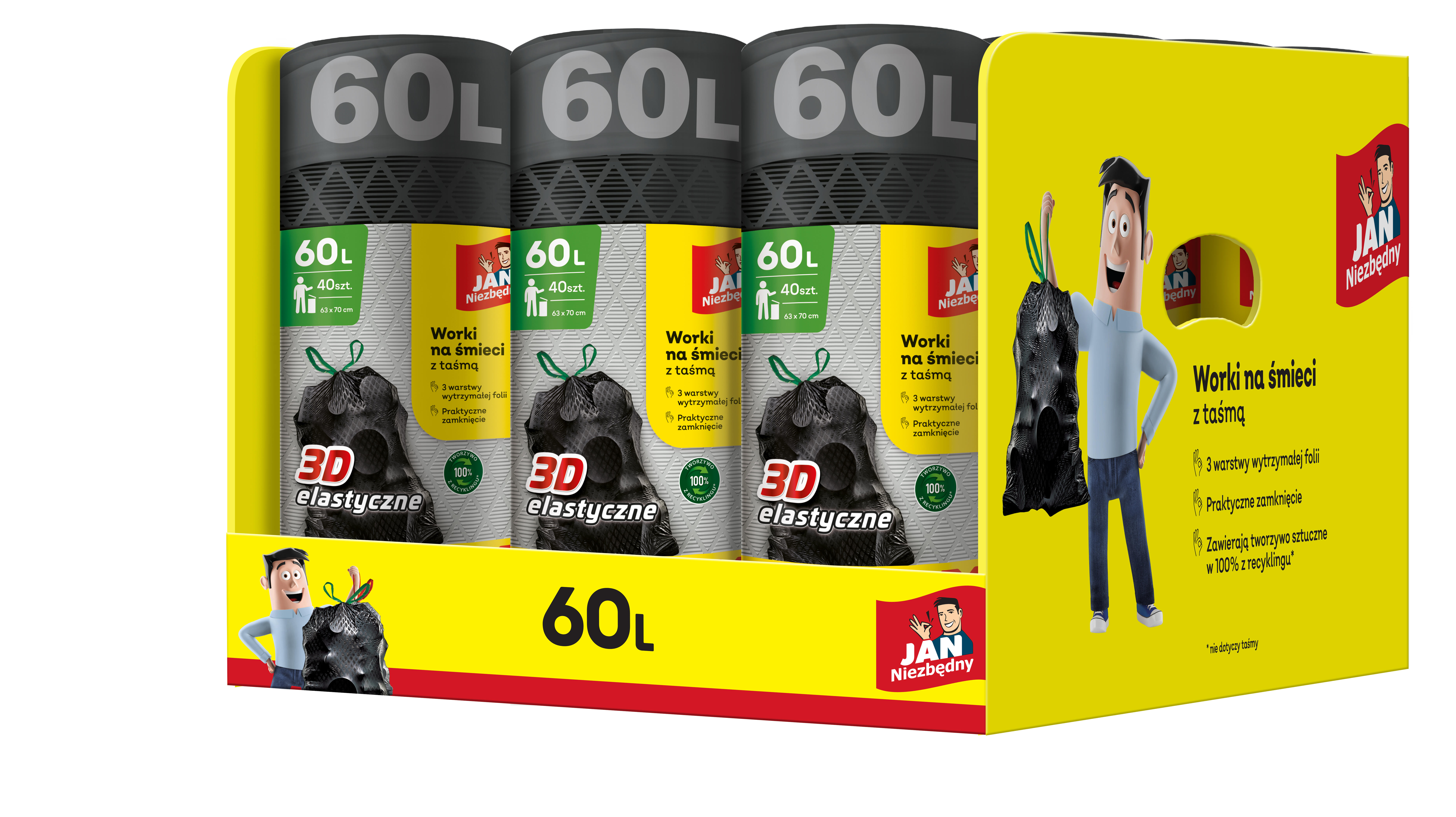 Jan Niezbędny Worki na śmieci z Taśmą XXL 60l 40szt - 2