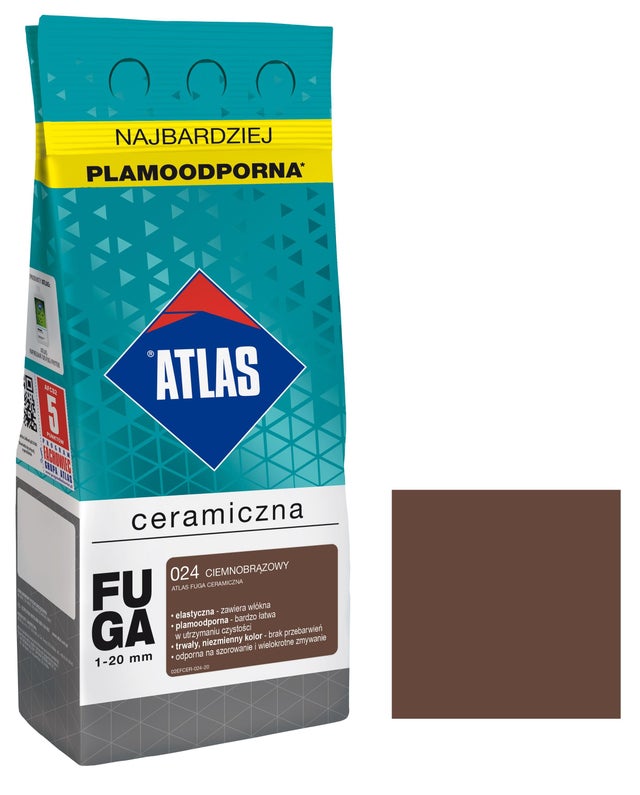 Fuga ceramiczna Atlas 024 ciemnobrązowy 2kg