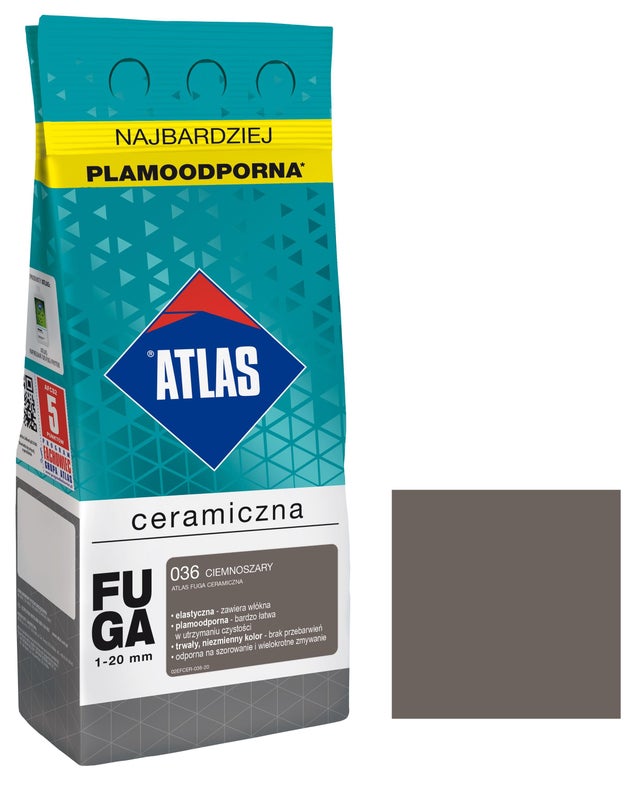Fuga ceramiczna Atlas 036 ciemnoszary 2kg