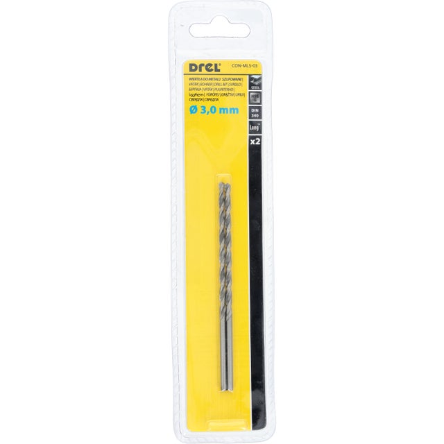 Wiertła przedłużane do metalu DREL, 2 szt. 3x66x100 mm