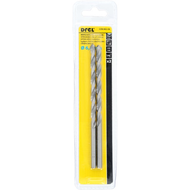 Wiertła przedłużane do metalu DREL, 2 szt. 6x91x139 mm
