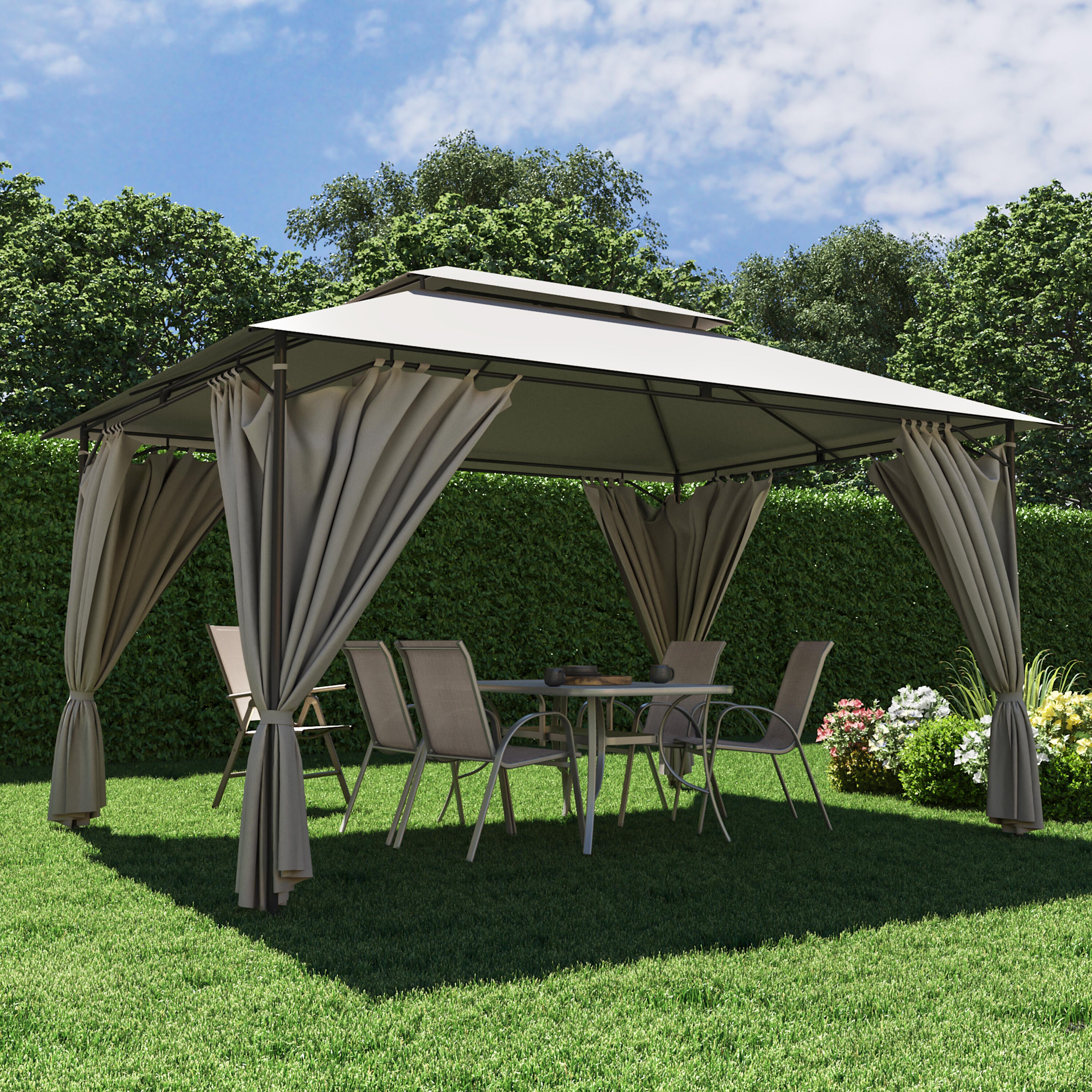 Pérgola de acero NATERIAL Oxis gris y topo de 300x400 cm - 6
