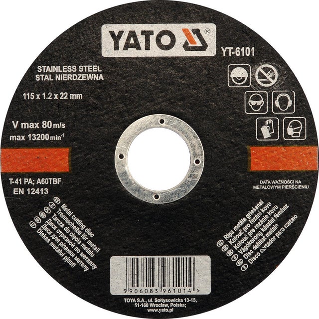 Tarcza korundowa do stali 115 X 1,2 mm, YATO YT-6101