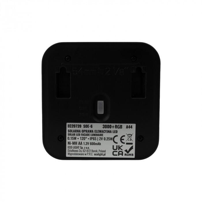 Oprawa solarna elewacyjna SOE-6 15lm 600 mAh IP65 czarna - 2