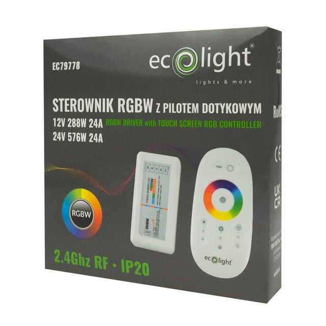 Sterownik z pilotem do taśm LED  RGBW 12V/24V 288W/576W