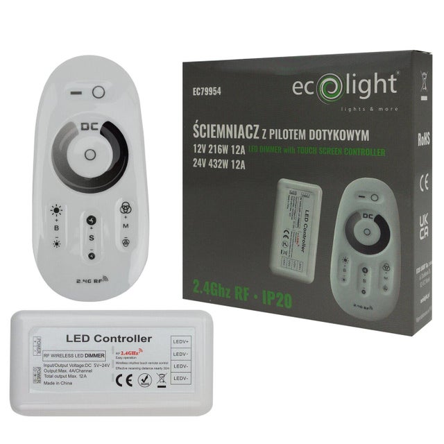 Sterownik z pilotem do taśm LED białych 12V/24V 144W/188W