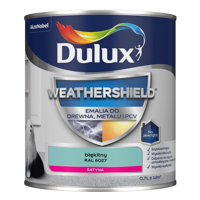 Dulux Weathershield Emalia do drewna, metalu i PCV RAL 6027 błękitny 0,7l