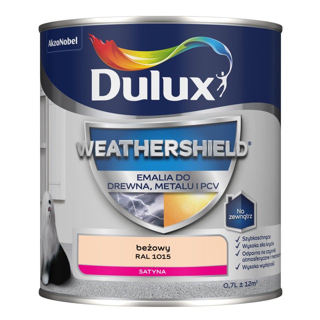 Dulux Weathershield Emalia do drewna, metalu i PCV RAL 1015 beżowy 0,7l
