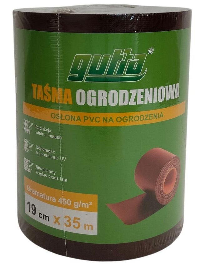 Taśma ogrodzeniowa PVC 450g/m2 brązowa + 20 klipsów w komplecie