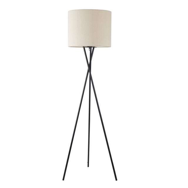 Lampa podłogowa Tekla, len naturalny