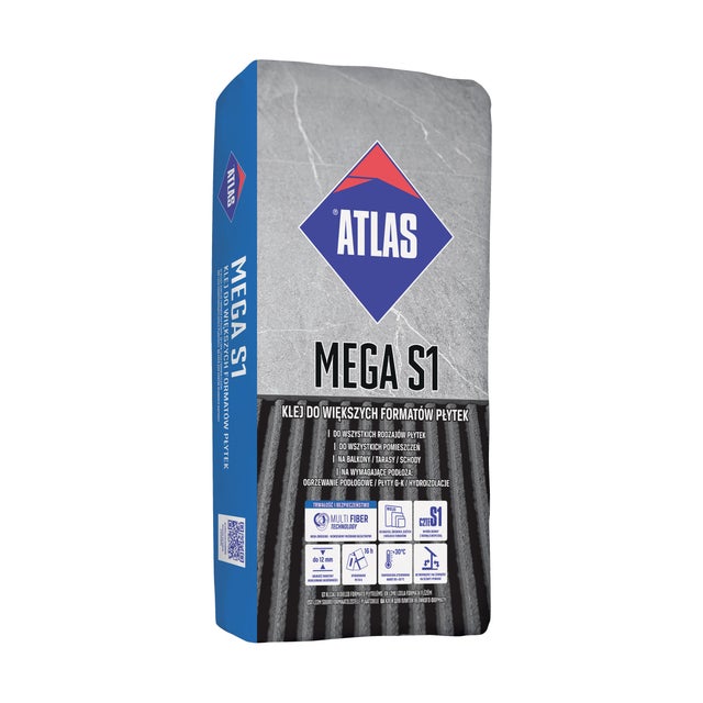 Zaprawa klejowa do większych formatów płytek Atlas Mega S1 22,5 kg