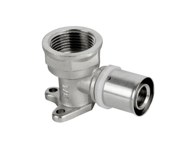 Pex Kolano zaciskowe naścienne 90° GW 16 mm x 1/2