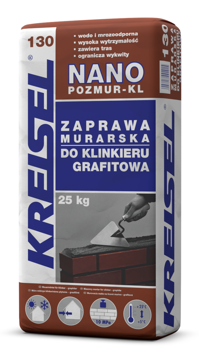 Zaprawa murarska do klinkieru Kreisel Pozmur-KL NANO 130 25 kg, grafit