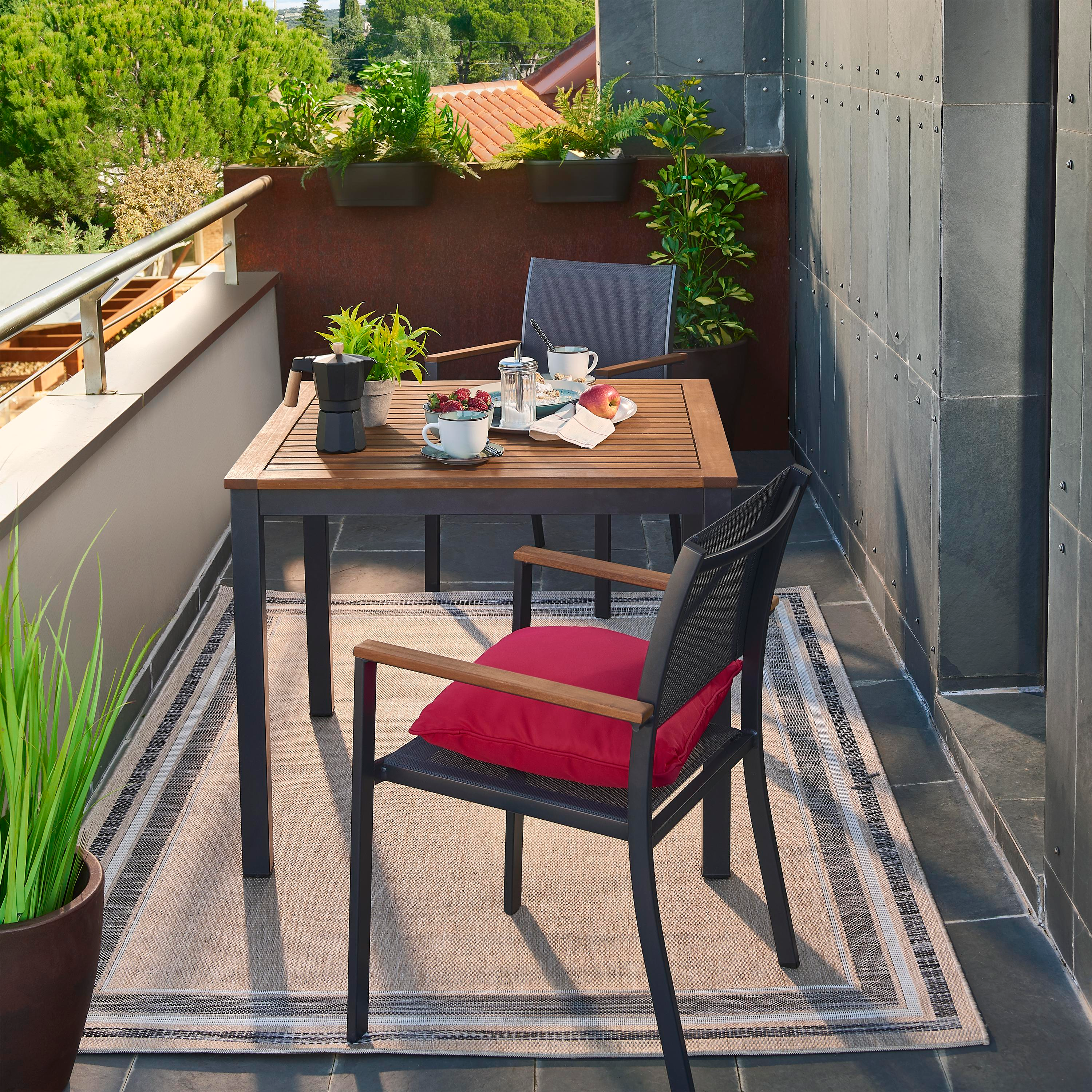 Tavolo da pranzo per giardino Oris NATERIAL in alluminio con piano in eucalipto marrone per 4 persone 89x89cm - 8