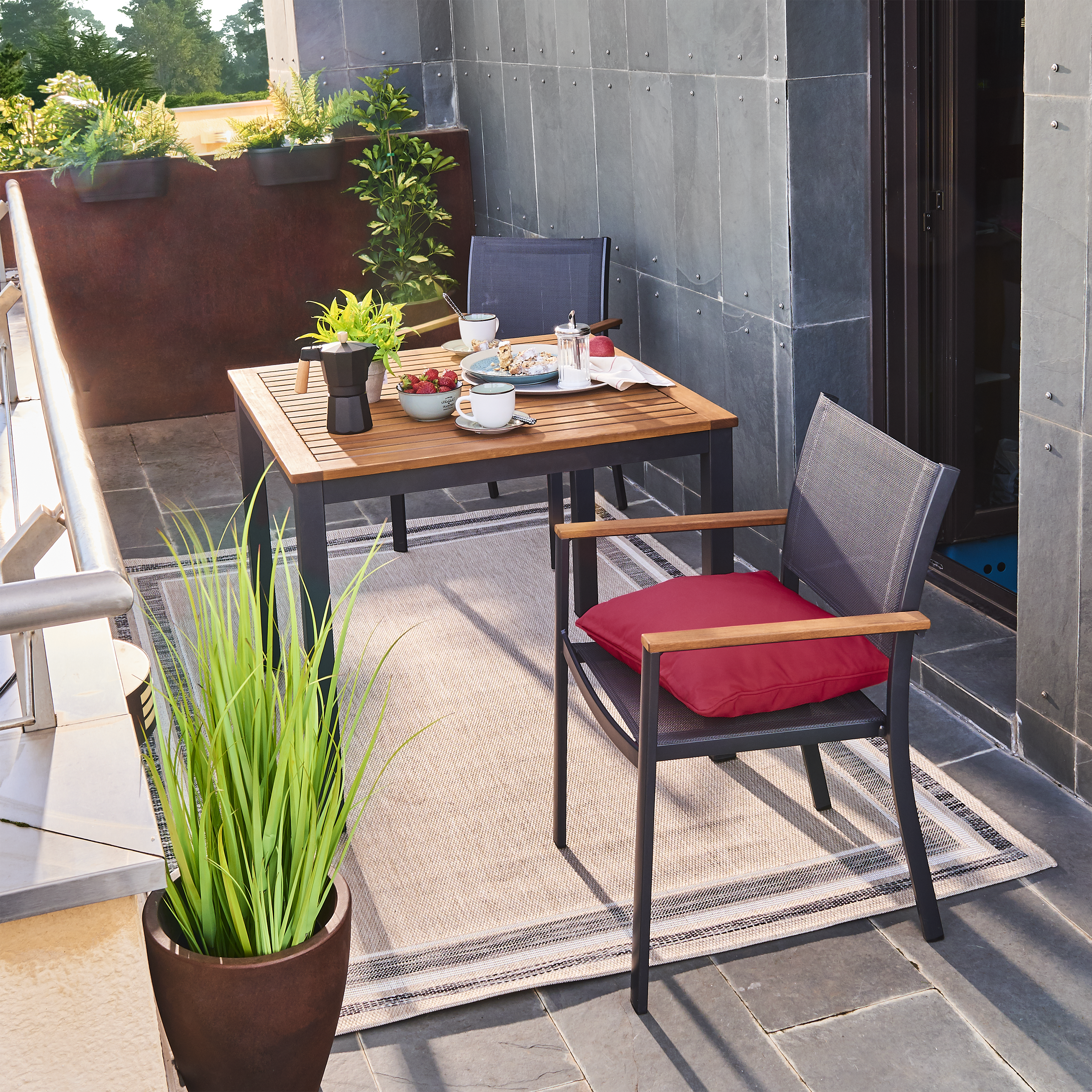 Mesa para balcón de aluminio Oris multicolor de 89x89x75 cm - 8