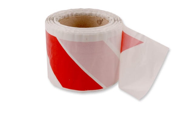 Taśma ostrzegawcza 8cm/100m biało-czerwona
