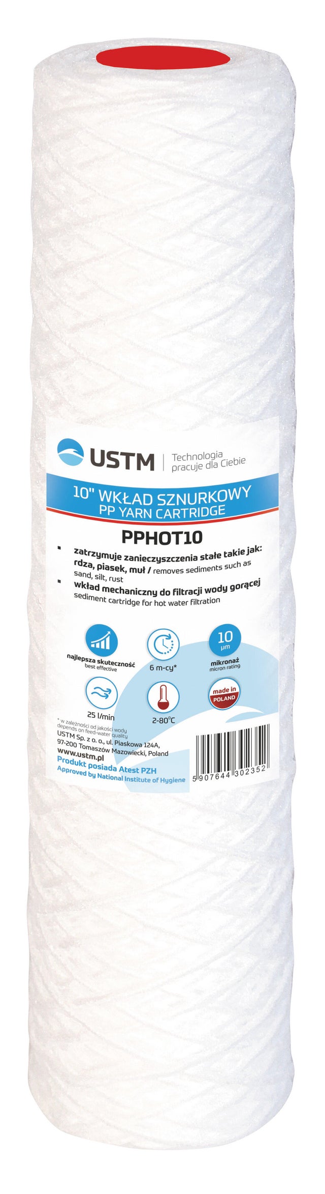 Wkład sznurkowy 10 mikronów do gorącej wody 10
