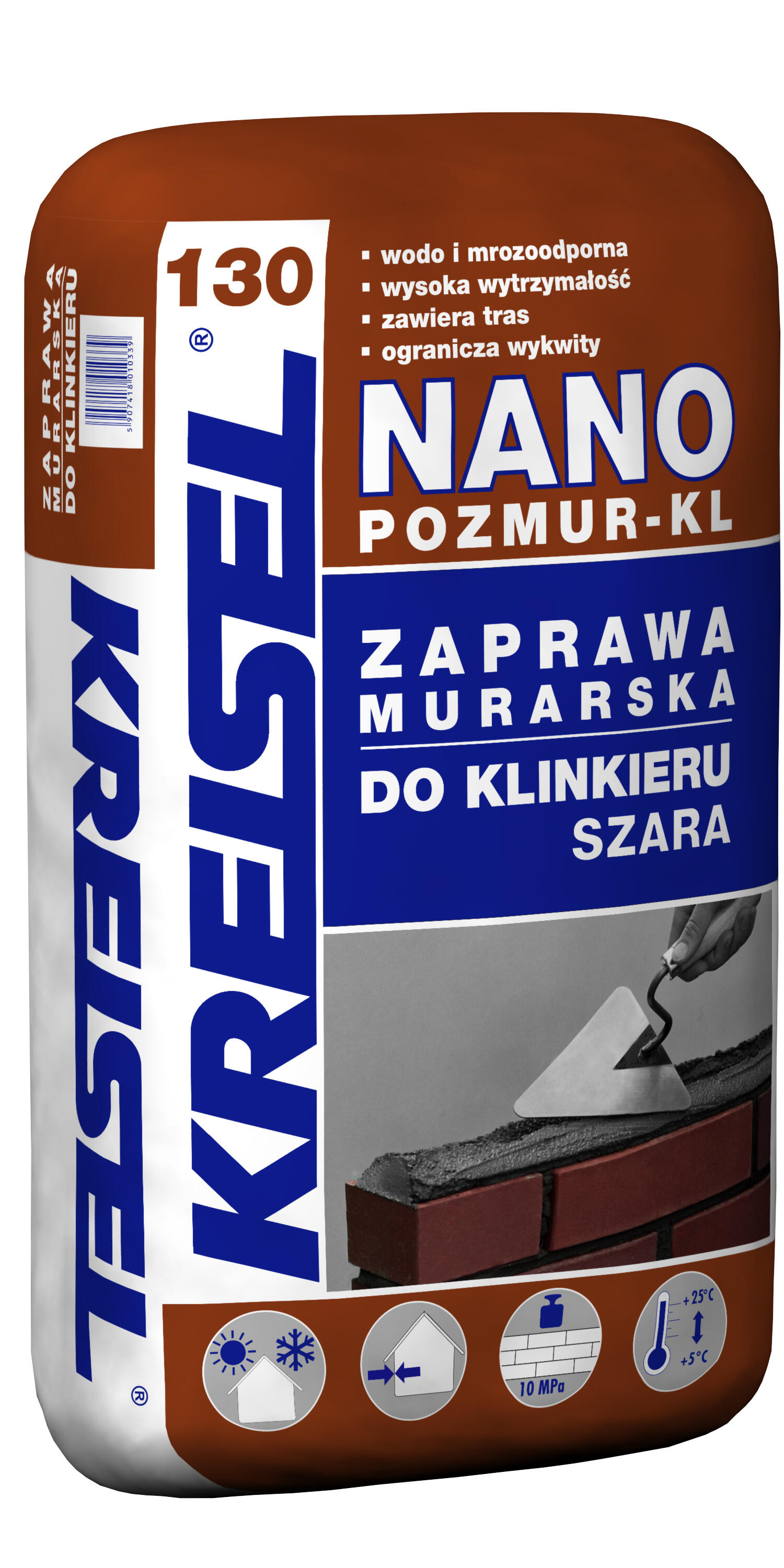 Zaprawa murarska do klinkieru Kreisel Pozmur-KL NANO 130 25 kg, szara - 2