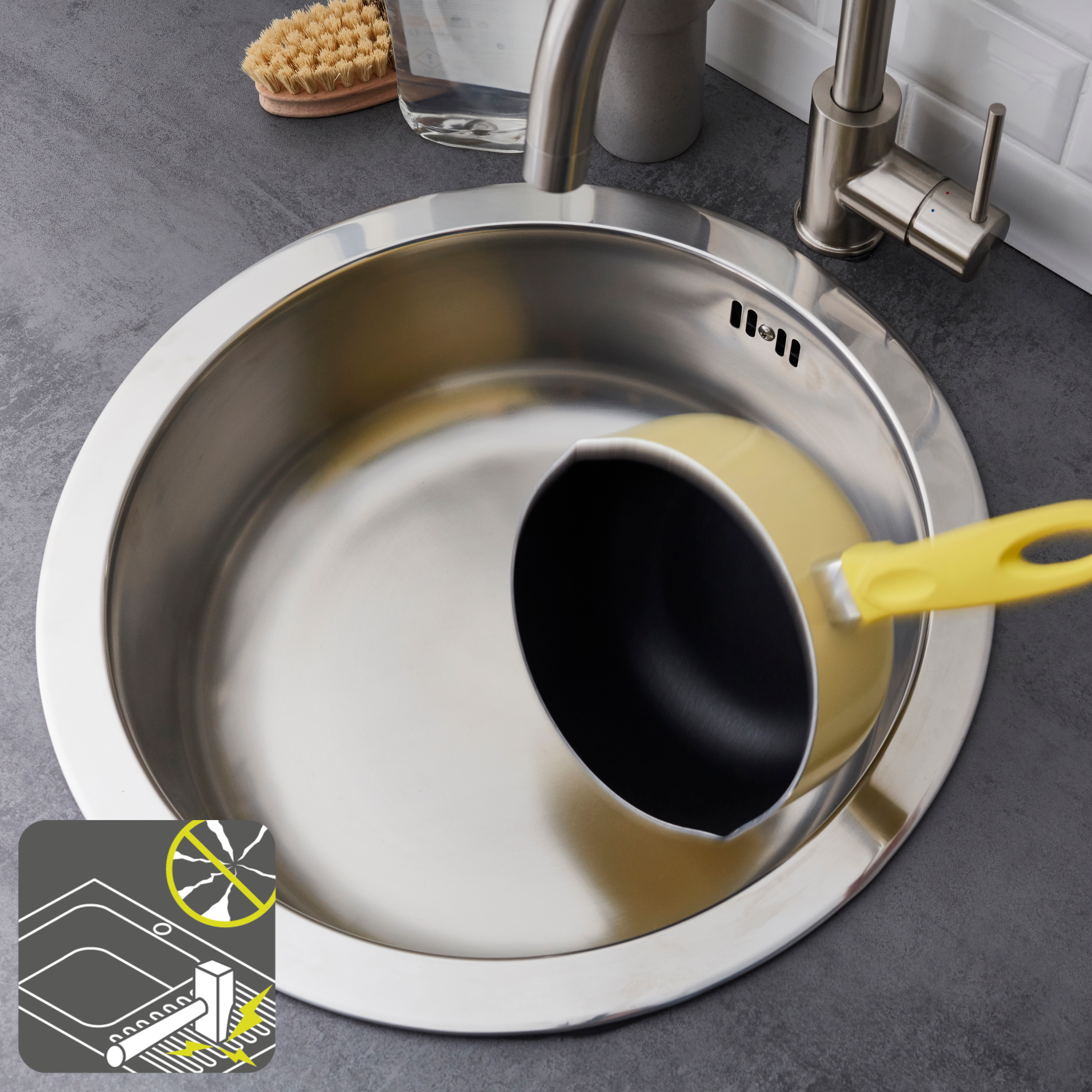 Lavello sopratop 1 vasca in inox grigio DELINIA Iseo L 45 x L 45 cm - 10