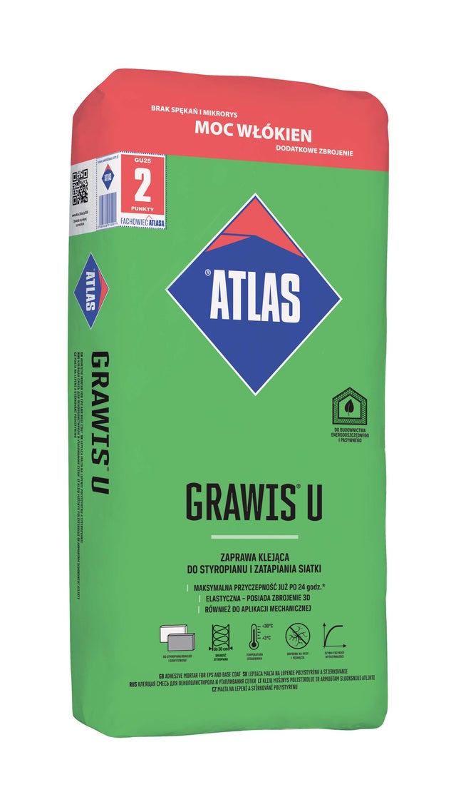 Zaprawa klejąca do styropianu i zatapiania siatki Atlas Grawis U 25 kg