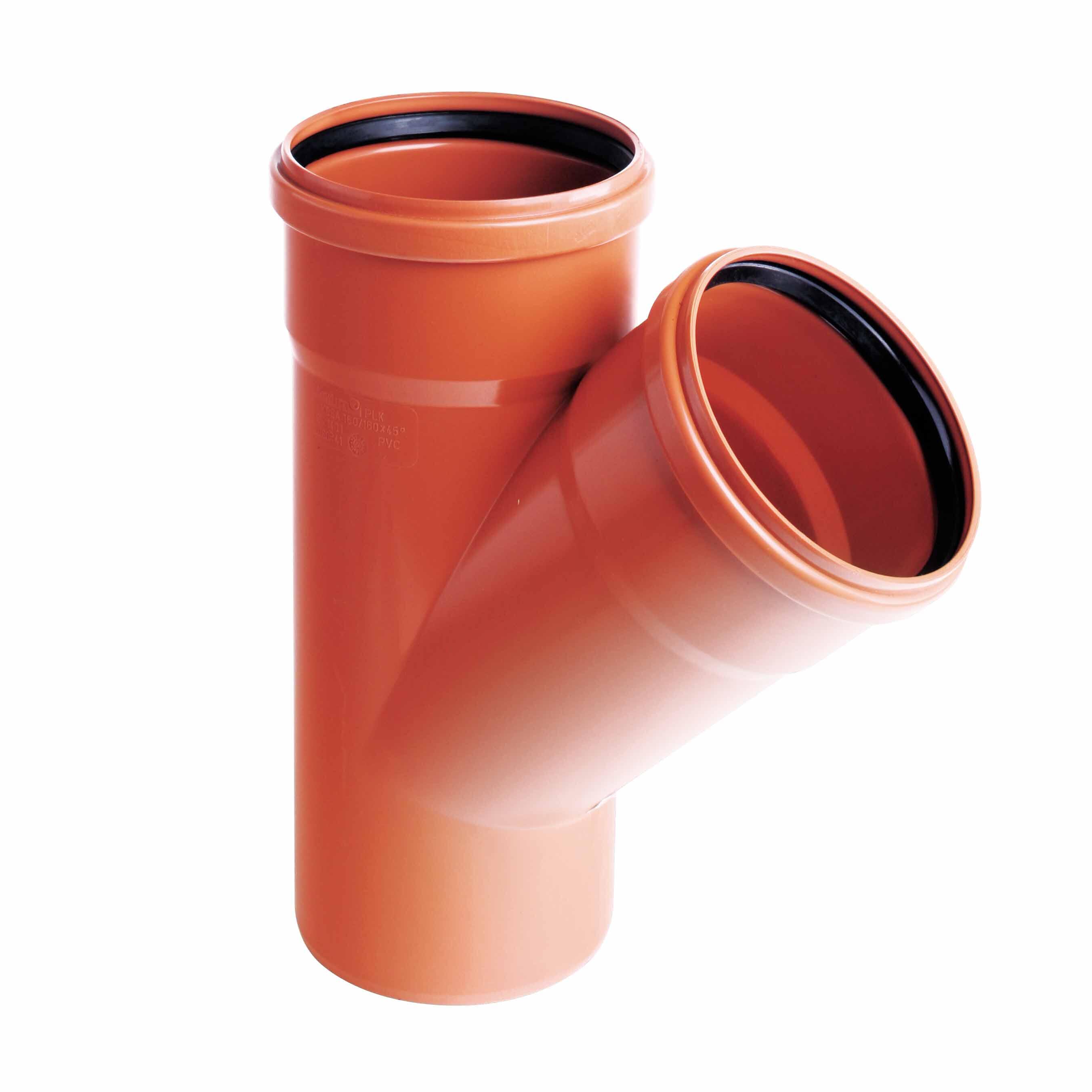 Trójnik kanalizacyjny zewnętrzny, PVC fi 110/110 mm, kąt 45° - 2