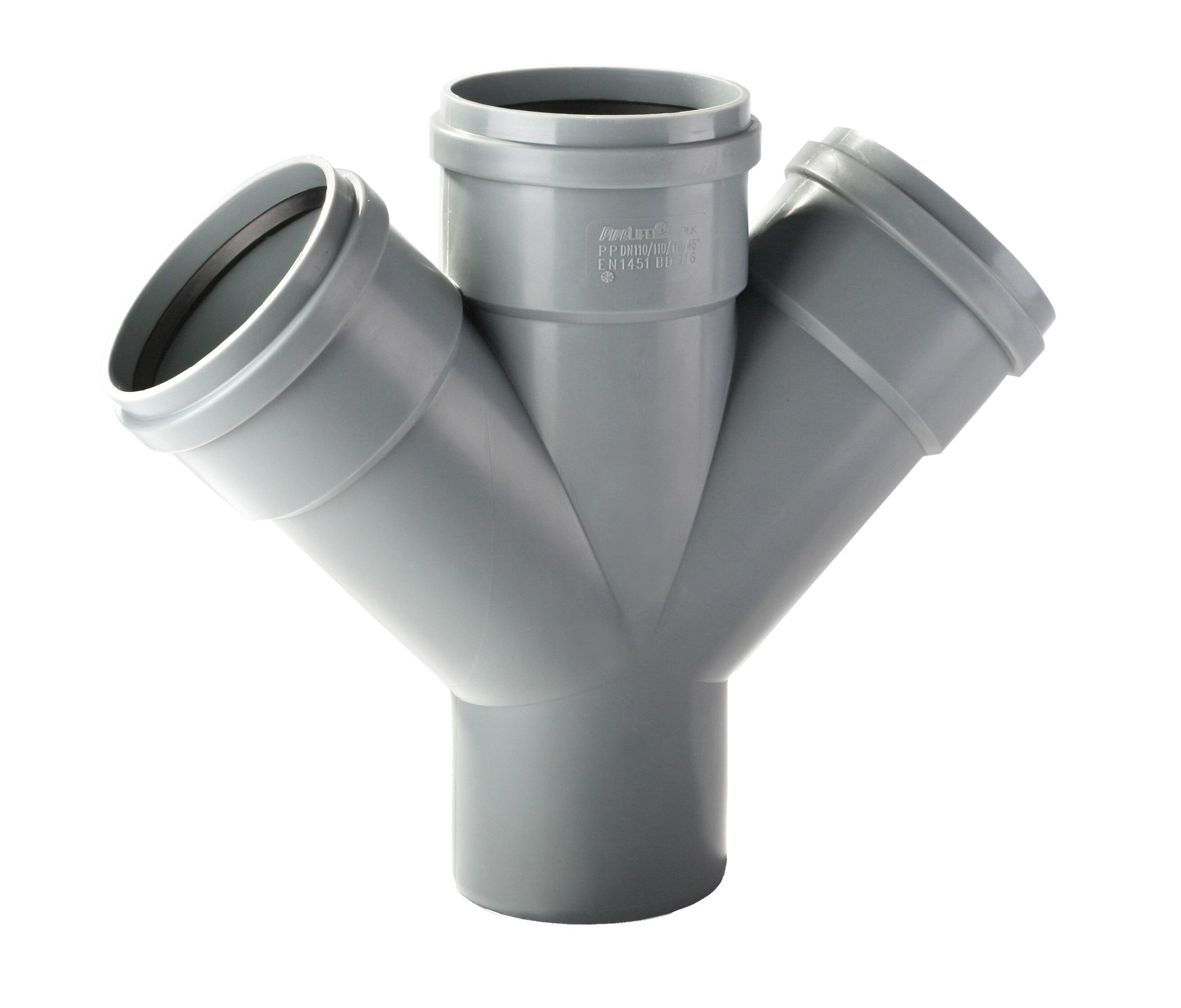 Czwórnik do kanalizacji wewnętrznej 45° 110 mm - 2