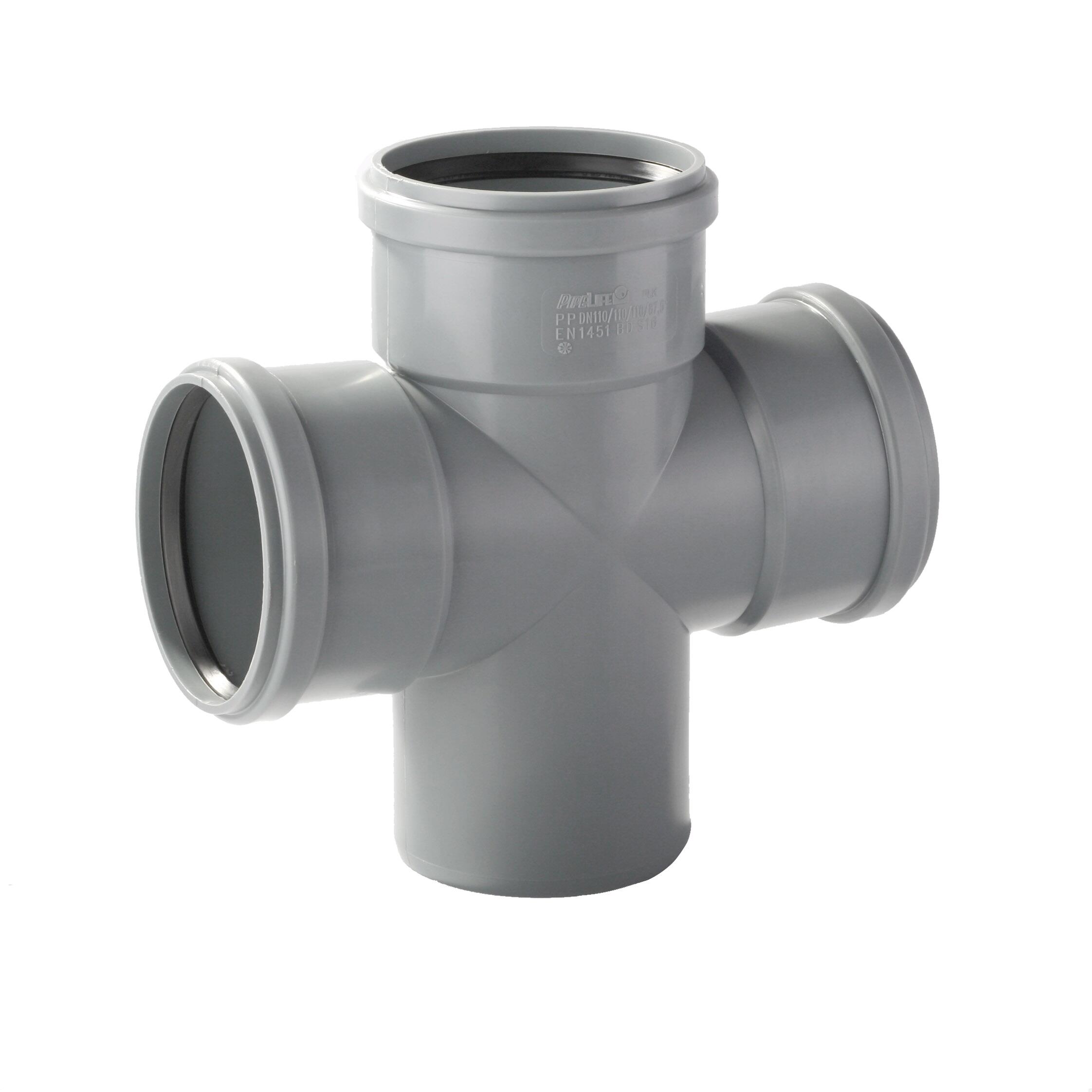 Czwórnik do kanalizacji wewnętrznej 90° 110 mm - 2