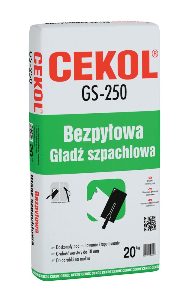 Gładź szpachlowa Cekol GS-250 20 kg, bezpyłowa
