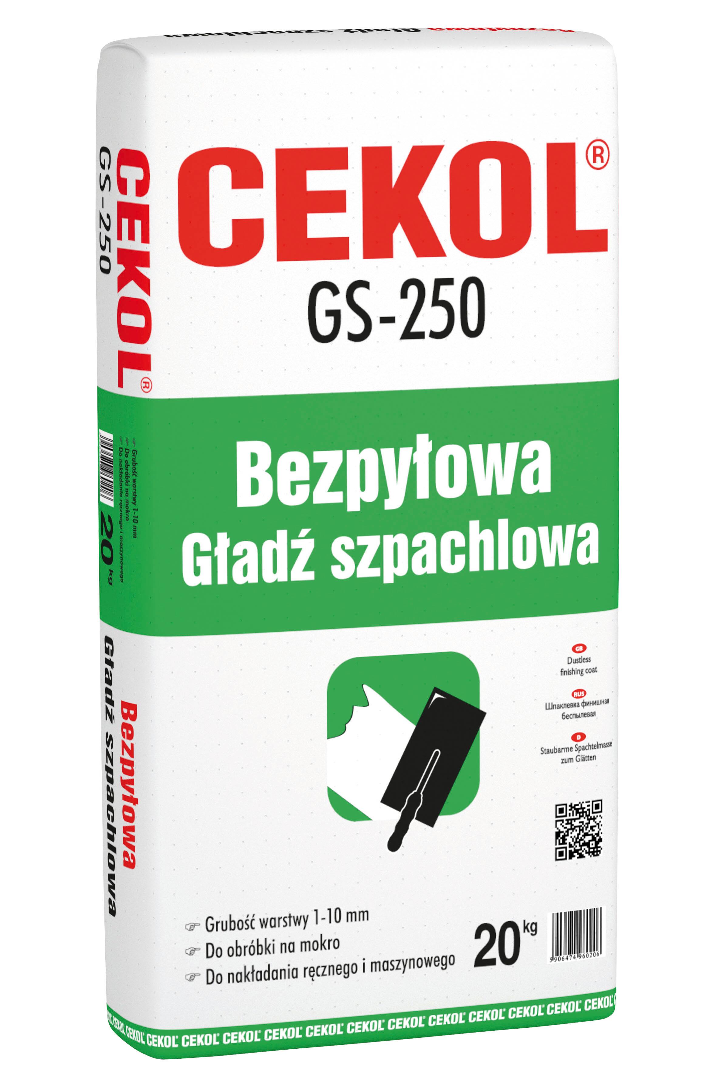 Gładź szpachlowa Cekol GS-250 20 kg, bezpyłowa - 2