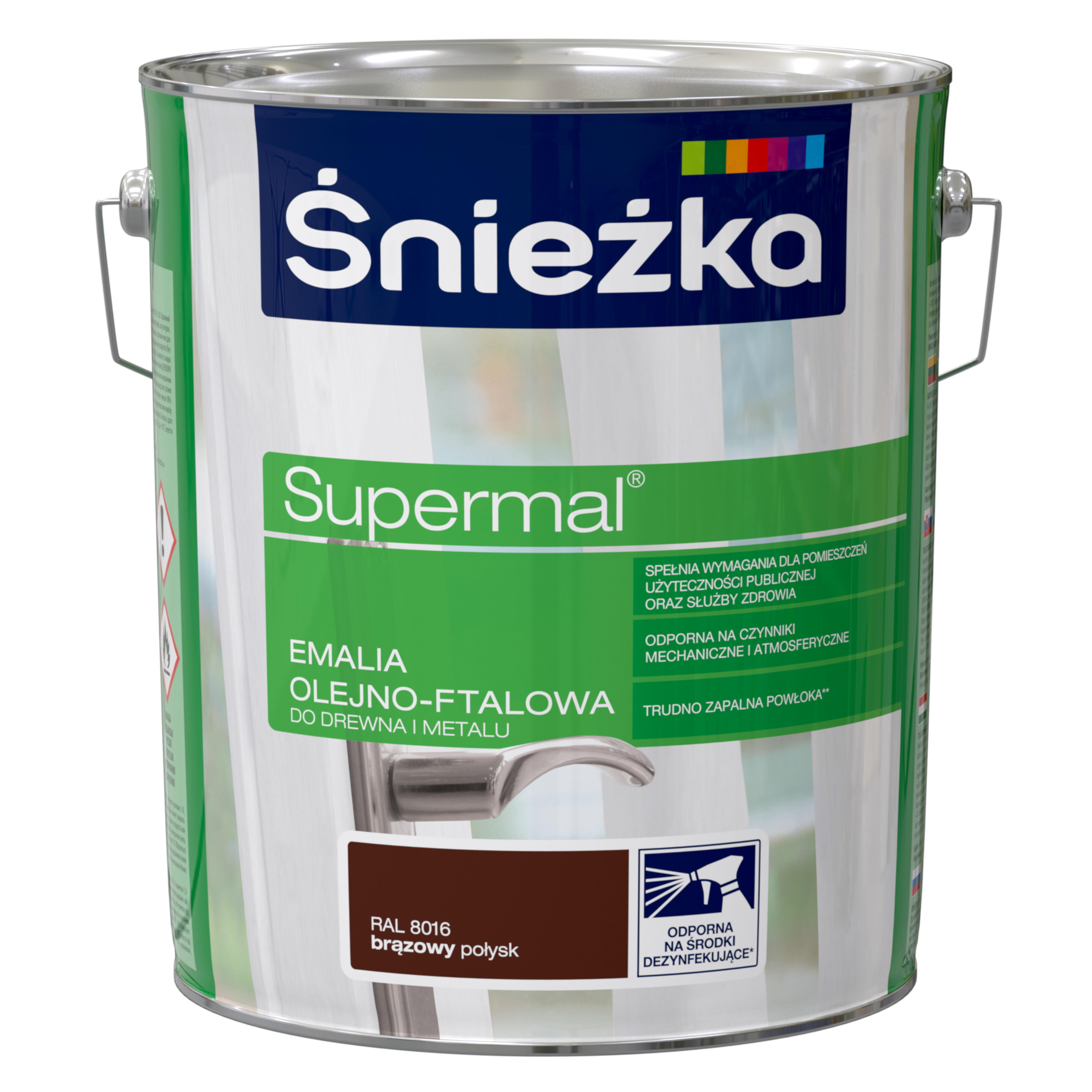 Emalia olejno-ftalowa Śnieżka Supermal brąz 10l - 2