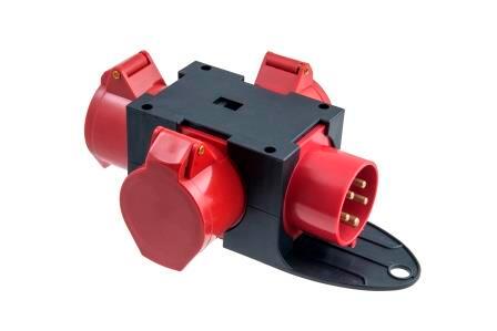 Rozdzielnica R-BOX MINI wtyk + 3 gniazda 32A 3P+N+Z 400V IP44