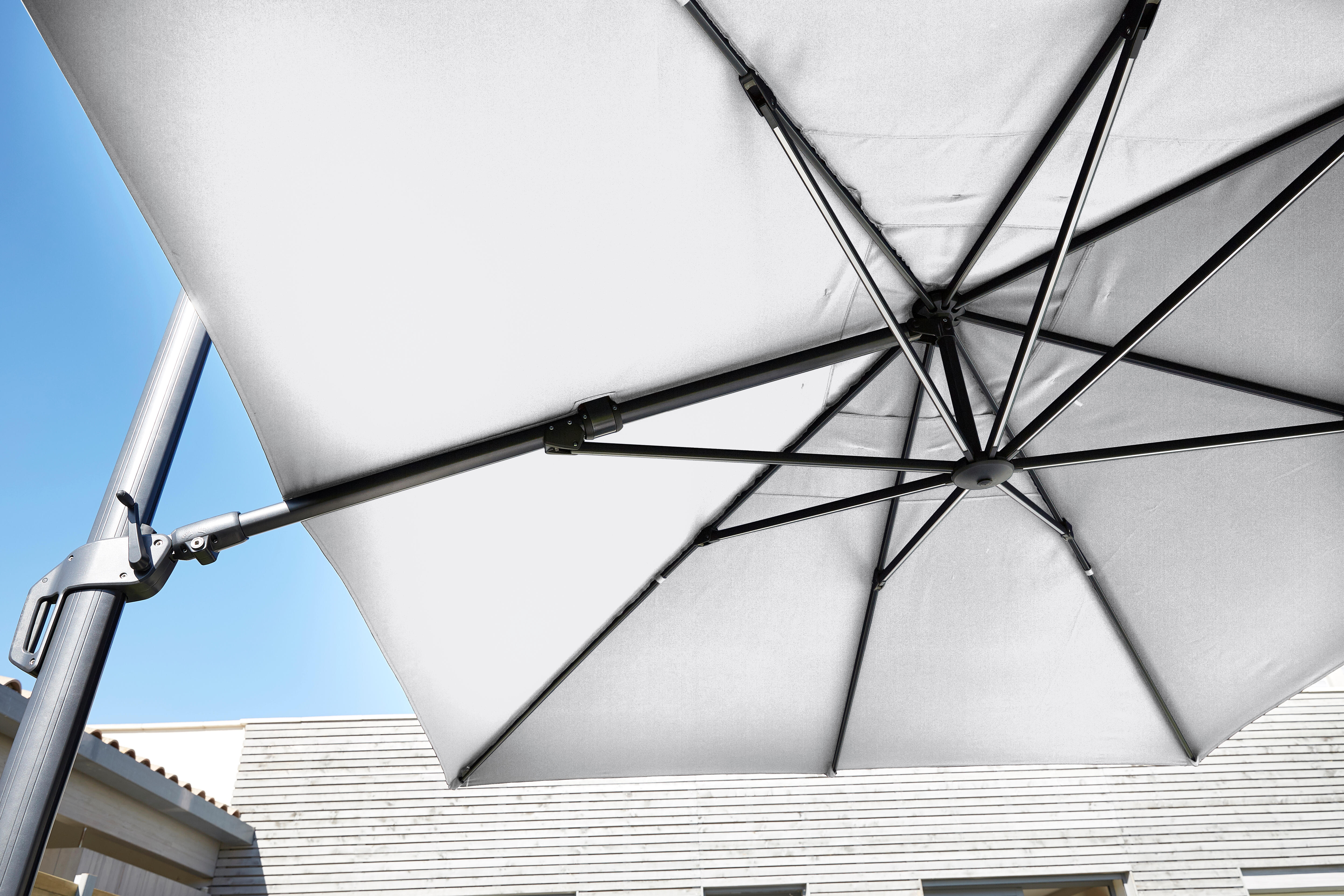 Ombrellone a palo laterale grigio Sonora NATERIAL con telo rettangolare bianco L 391 x P 282 x H 274 cm - 28