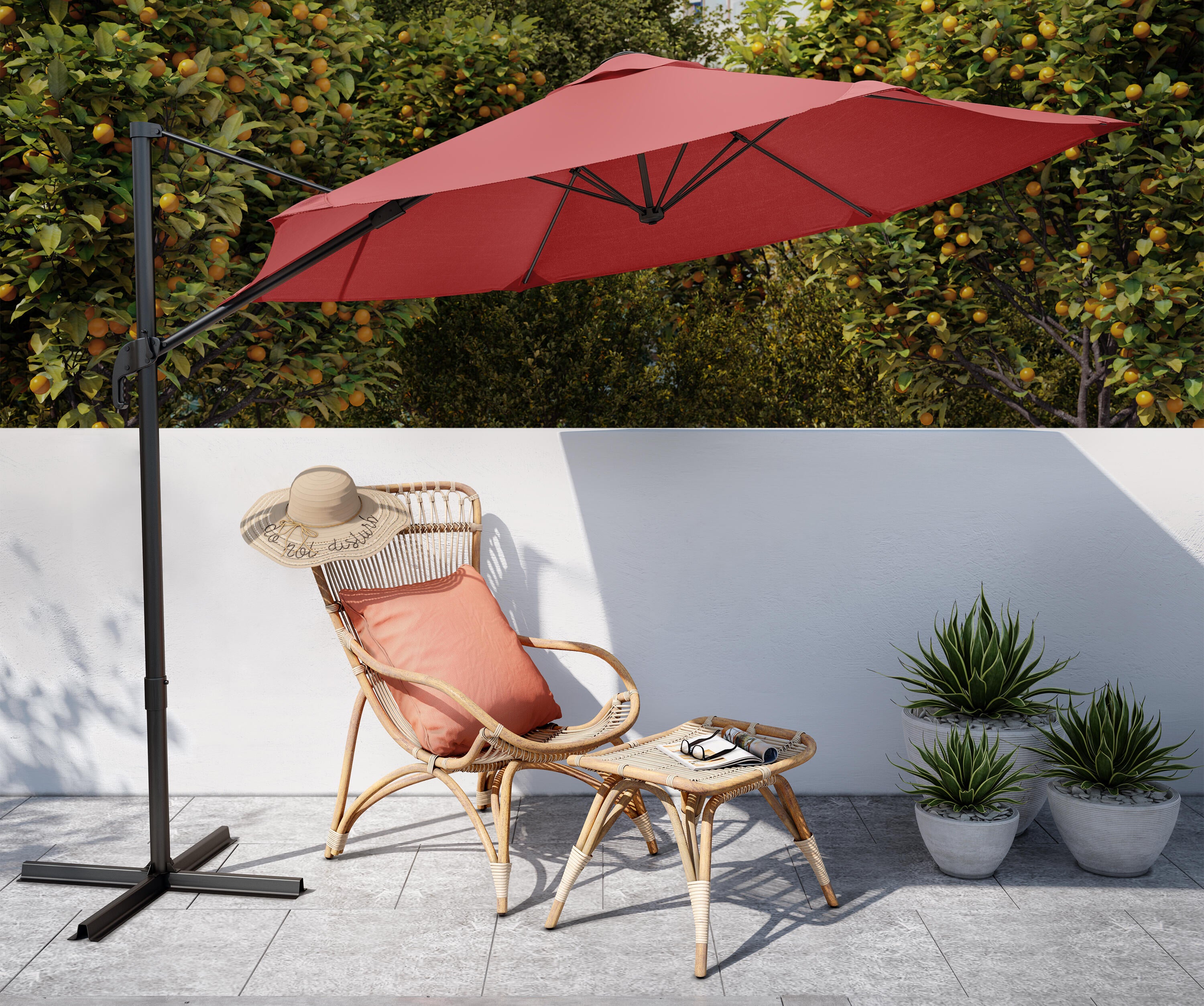 Ombrellone a palo laterale grigio SONORA II NATERIAL con telo rettangolare grigio L 282 x P 391 x H 274 cm - 2