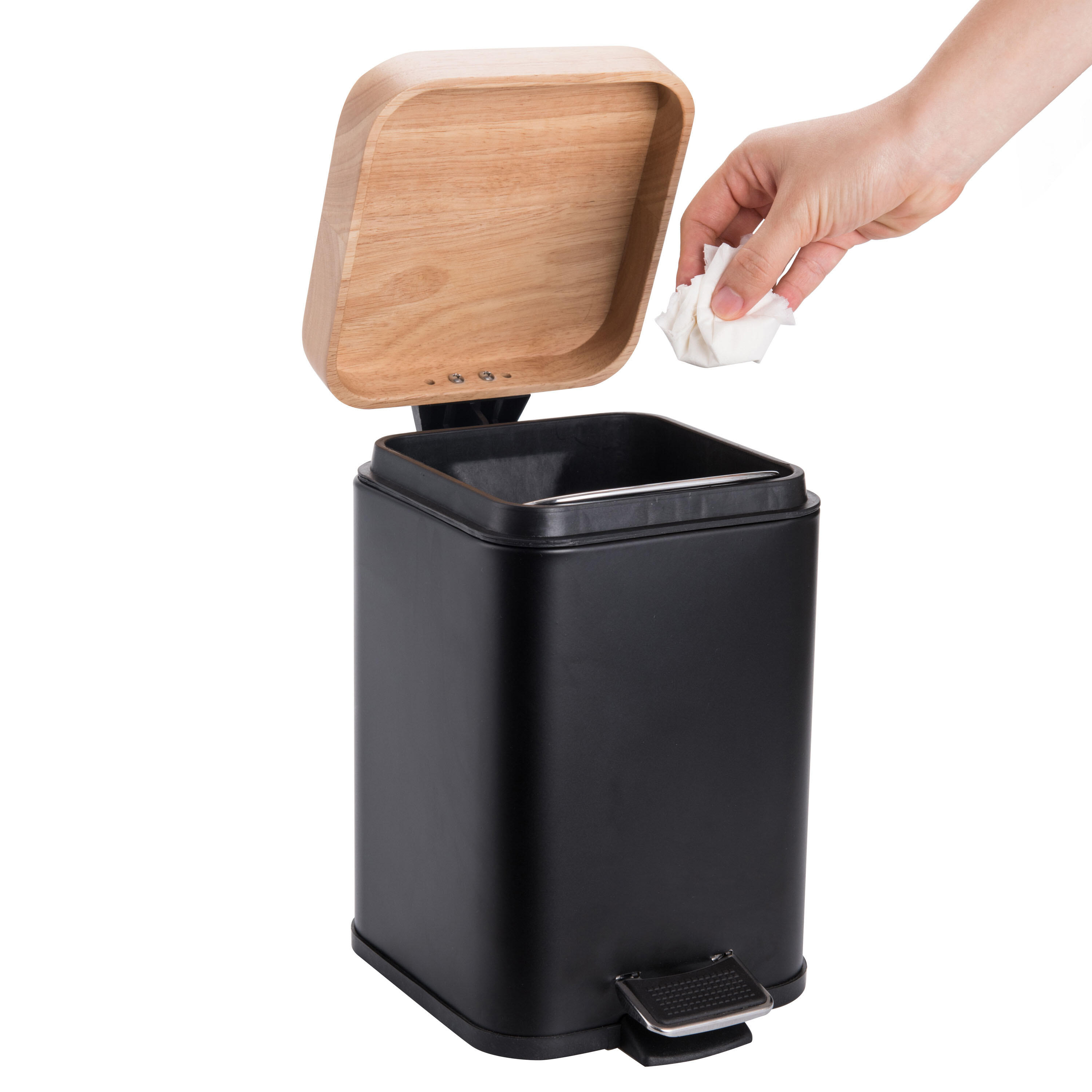 Poubelle de salle de bains 3 l noir SENSEA - 8