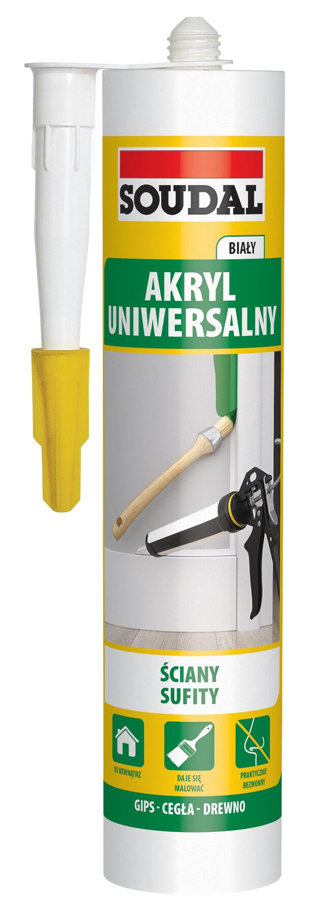 Akryl do ścian i sufitów Soudal biały 280ml