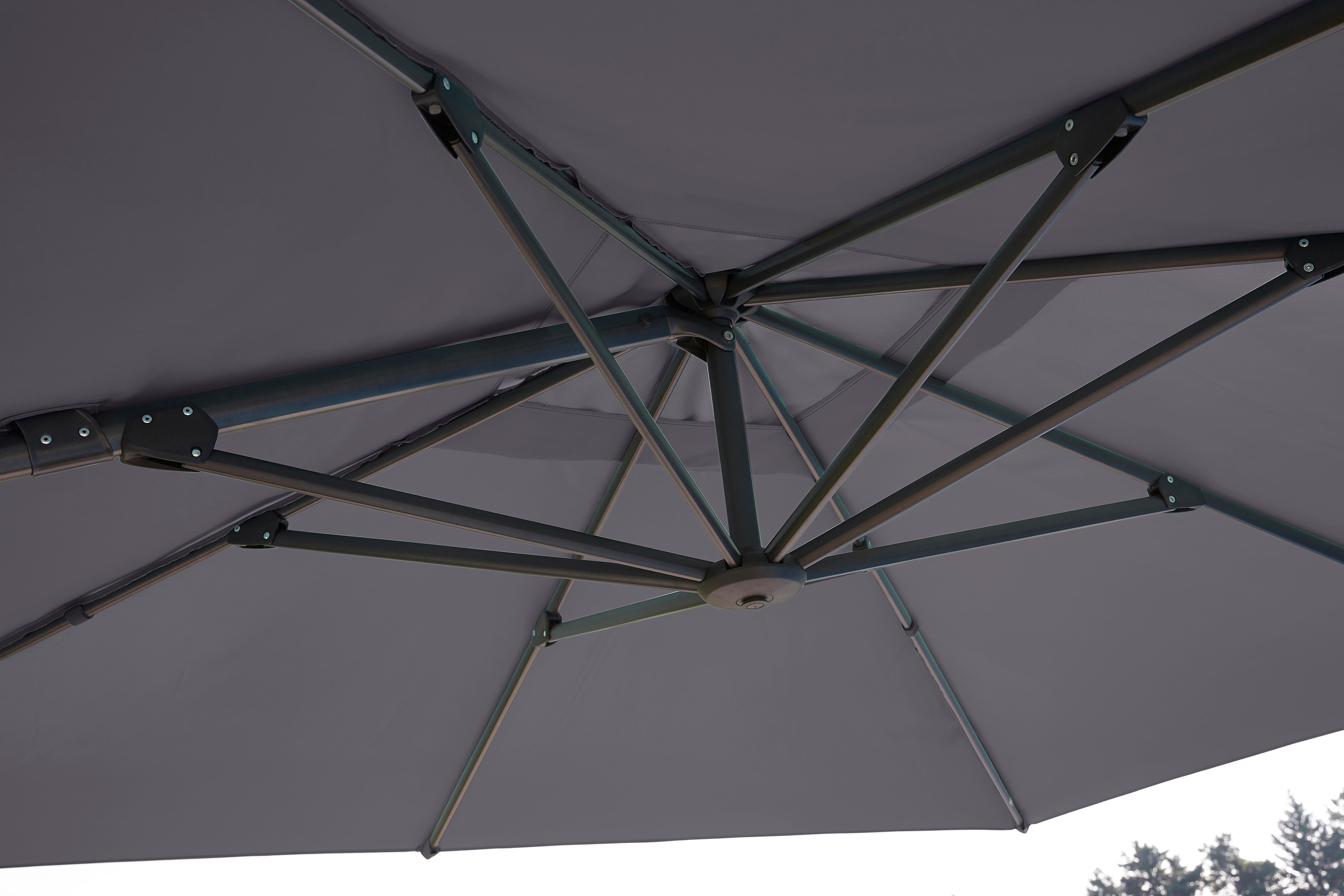 Ombrellone a palo laterale grigio Aura NATERIAL con telo quadrato antracite L 286 x P 286 x H 264 cm - 20