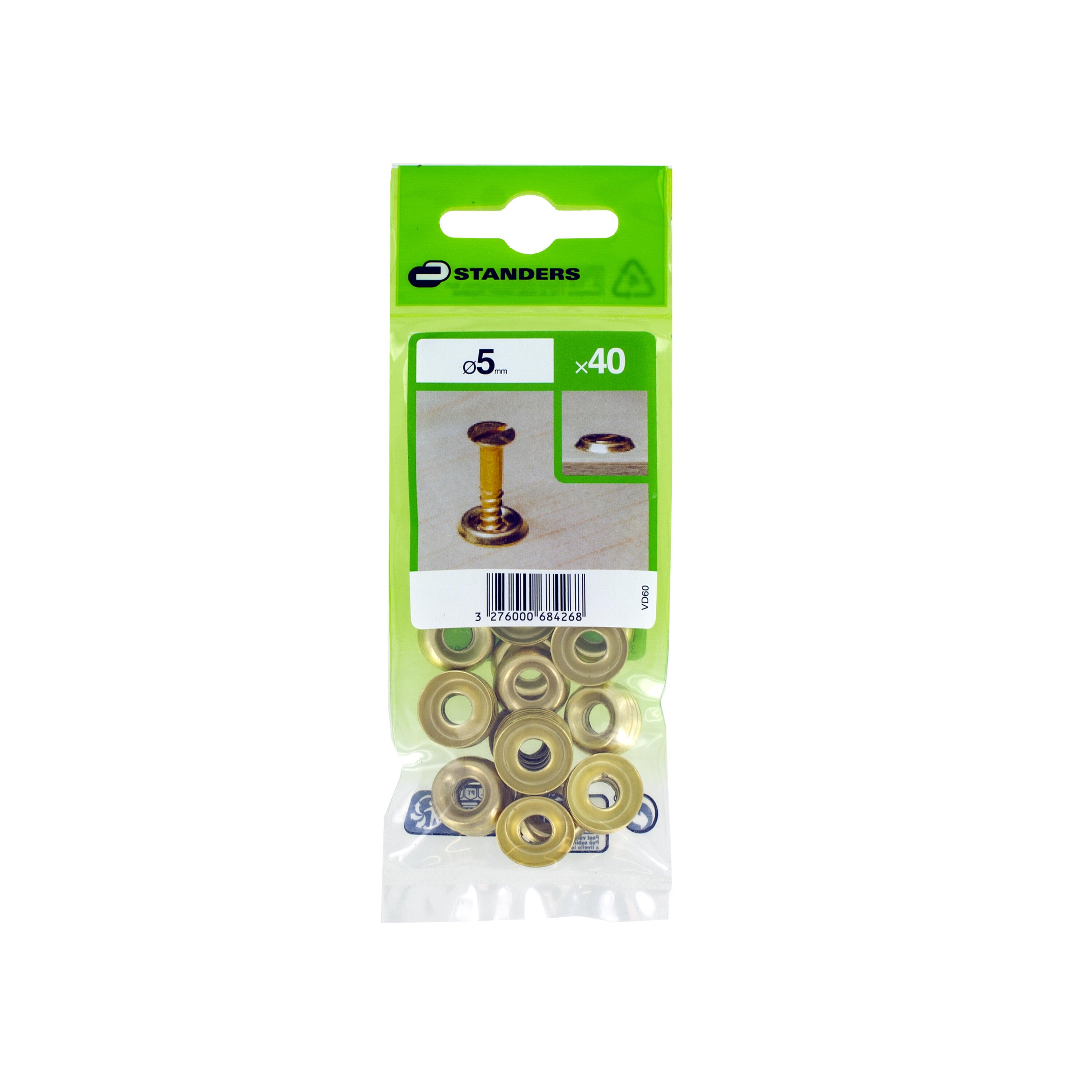 Lot de 40 caches-vis acier rond or STANDERS Ø5 mm - 6
