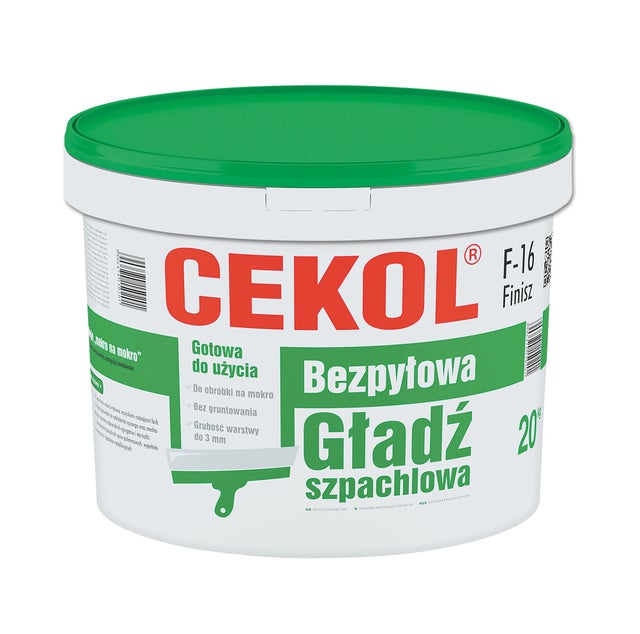 Gładź szpachlowa Cekol F-16 Finisz 20 kg, bezpyłowa