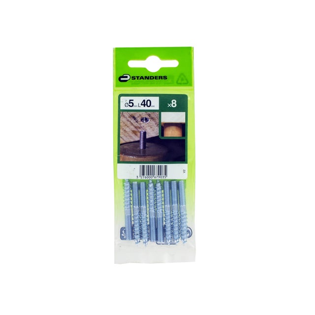 vis double filetage métrique/bois acier STANDERS, Diam.5 mm x L.40 mm