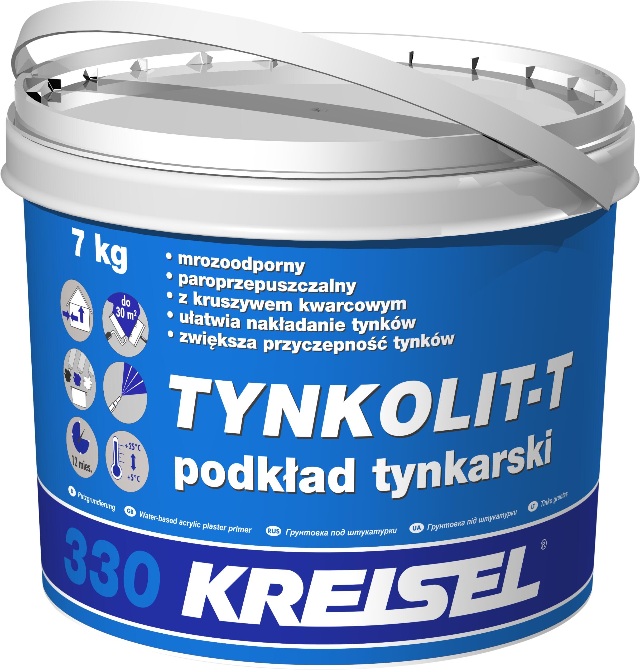 Środek gruntujący pod tynki mineralne, dekoracyjne, mozikowe Kreisel Tynkolit-T 330 7 kg, biały - 2