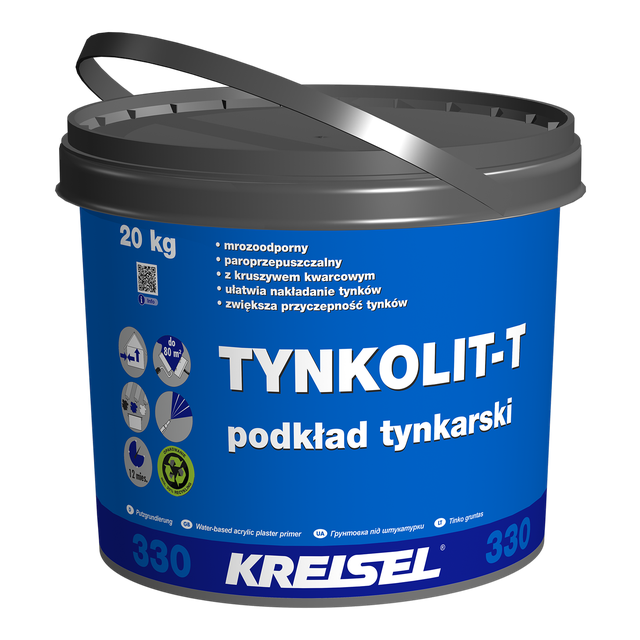 Środek gruntujący pod tynki mineralne, dekoracyjne, mozikowe Kreisel Tynkolit-T 330 20 kg, biały