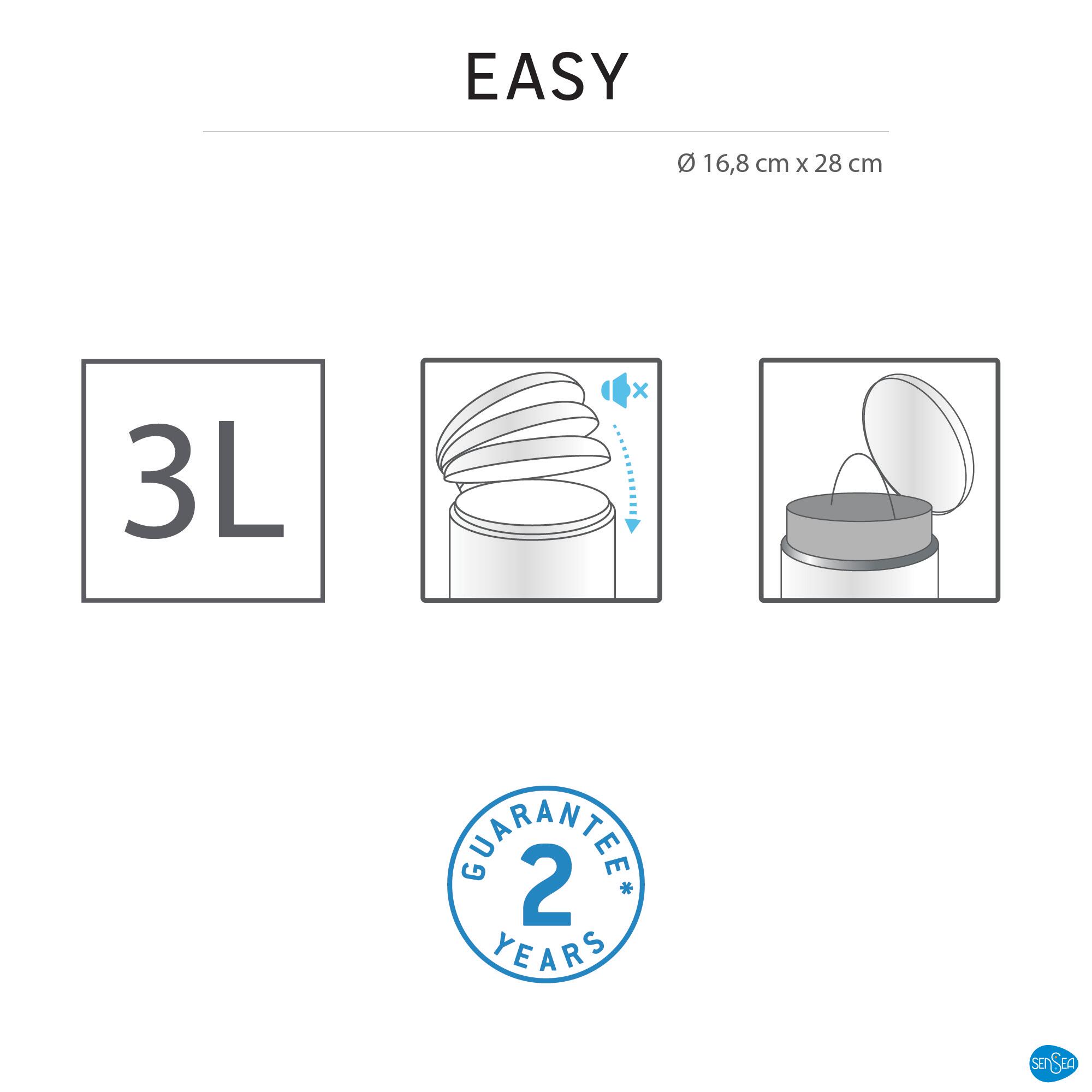 Balde de casa de banho 16,8x23x28 cm 3 l branco mate Sensea - 7