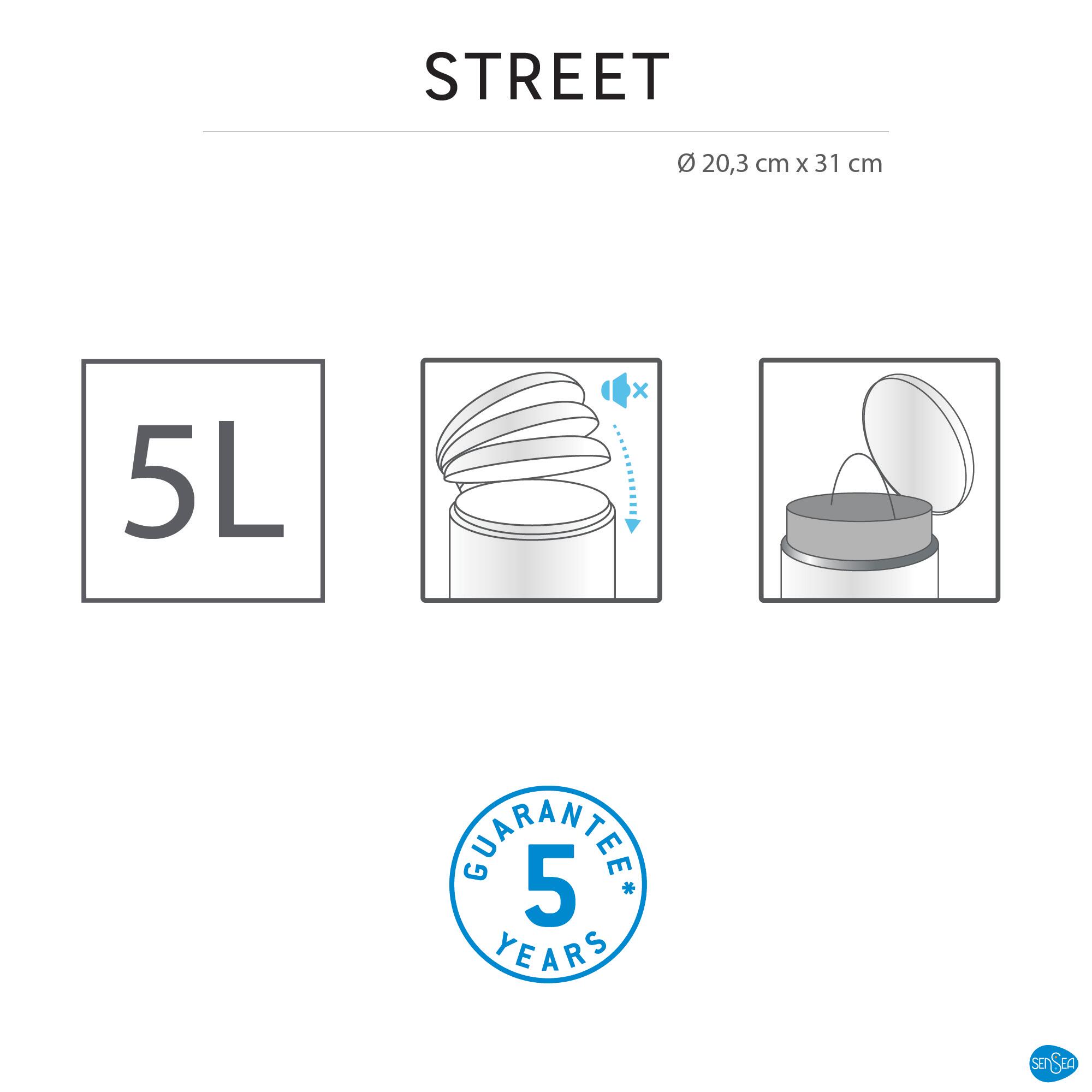 Balde do lixo 5 l  branco mate Sensea Easy Street - 8